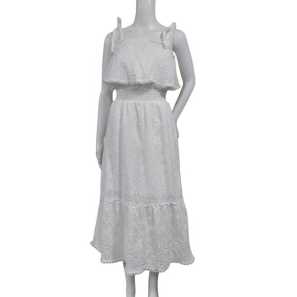 Simplee White Eyelet Lace Whimsy Cottagecore Prairie Halter Twee Dress S NWOT - Picture 2 of 10